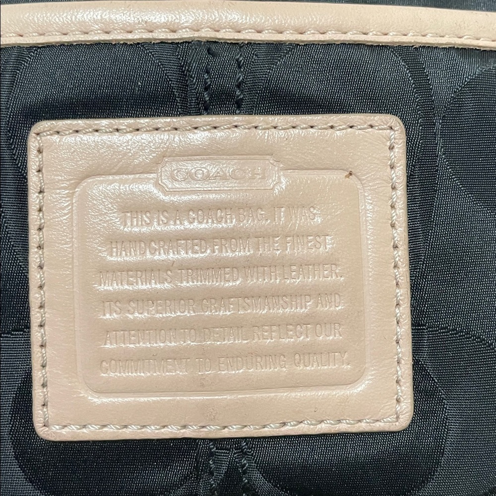Coach Signiture Black and Tan Crossbody Bag with Red Accent - Picture 2 of 11